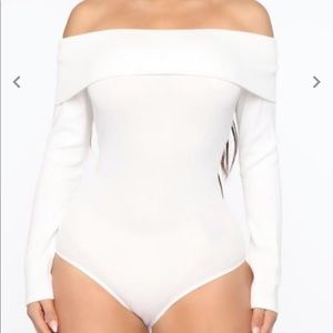 White mesh long sleeve bodysuit